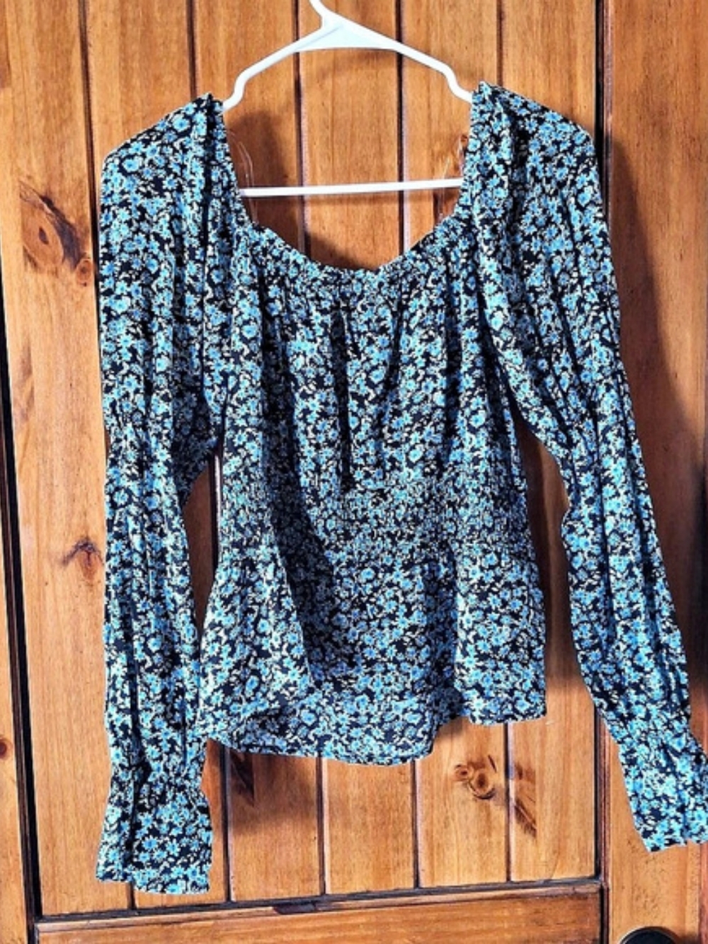 Kohls Floral Blouse in Black & Blue Size XL NWT